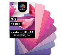 OfficeTree 70x Cartoncini A4 Rosa 130g - 7 Colori - per Bricolage, Piegatura e Stampa - Carta Colorata