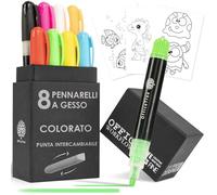 OfficeTree 8x Pennarelli a Gesso Liquido con Punte Intercambiabili da 1-6 mm - Cancellabili per Lavagna e Vetro