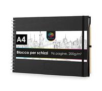 OfficeTree Album da disegno A4 con rilegatura a spirale - Orizzontale - Blocco da disegno 96 pagine 48 fogli - Fogli disegno A4 200g - Carta bianca - Sketchbook a4 acquerello - Sketchbook con matita