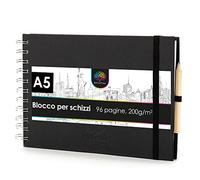OfficeTree Album da disegno A5 con rilegatura a spirale - Orizzontale - Blocco da disegno 96 pagine 48 fogli - Fogli da disegno A5 200g - Carta bianca - Sketchbook A5 acquerello