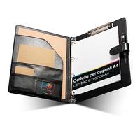 OfficeTree Cartellina portablocco A4 con copertina - Set di scrittura pieghevole in nero - Raccoglitore ad anelli con clip - cartella DIN - include blocco e penna a sfera