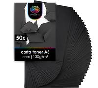 OfficeTree Cartoncino Nero A3 130g - 50 Fogli per Bricolage, Pittura e Scrapbooking - Album Carta Nera