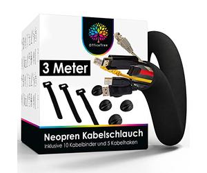 OfficeTree passacavi 3 m - passacavi per una gestione ideale dei cavi - passacavo in neoprene per la scrivania - passacavo double-face bianco e nero - passacavi da tagliare e personalizzare