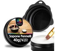 OfficeTree Sapone Pennelli 40g con Tazza per la Pulizia - Pulisci Pennelli Pittura Acrilica e Acquerello - Pulitore Pennelli per Tutti i Tipi di Setole - Brush Cleaner - Brush Rinser Paint