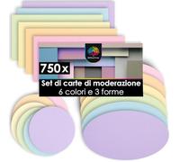 OfficeTree Set di 750 biglietti di presentazione pastello - rotondi, ovali e rettangolari - biglietti di presentazione in 6 colori assortiti - Set di presentazione come accessorio per seminari per