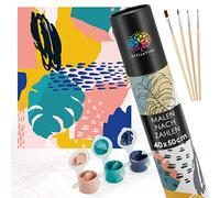 OfficeTree Set di pittura con i numeri, per adulti, 40 x 50 cm, pittura con i numeri, acrilico, pittura con colori su tela e 4 pennelli colorati