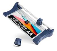 OfficeTree Taglierina per carta incl. 1 lama di ricambio - taglierina manuale per 8 fogli di carta DIN A4 impilati - taglierina in metallo per foto - uso antiscivolo grazie alla cinghia di bloccaggio