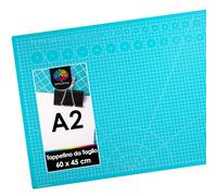 OfficeTree Tappetino da Taglio A2- Cutting Mat A2 - Tappetino da taglio 60 x 45 - Base Taglio - Reticolo e marcature su entrambi i lati - PVC a 3 strati riciclabile - Tappetino autorigenerante - Blu
