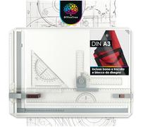 OfficeTree Tavola Disegno Tecnico - Geo Board 37 x 50 cm - 7 Pezzi per Un Lavoro preciso - Squadre da Disegno Tecnico Professionali - Borsa da Trasporto e numerosi Accessori - Lavagna da Disegno