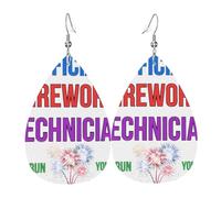 Official Firework Technician Fourth Of July Orecchini Penzolare Orecchini In Pelle Leggera Accessori Per Donne Feste Carnevale