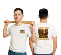 Official T-Shirt Italian Brainrot Meme in Cotone - Ballerina Cappuccina, Bombardino Crocodilo, Tung Tung Sahur, Tralalero Tralala e Altri (IT, età, 8 Anni, Regular, Tung Tung Sahur)