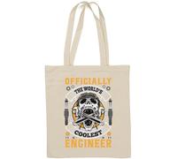 Official The World's Coolest Engineer Skull Wrench Graphic Natural Cotton Tote Bag Bianco