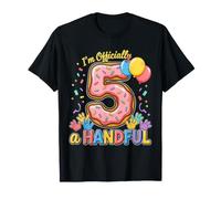 Officially A Handful Fifth Birthday Party Celebration Fun Maglietta