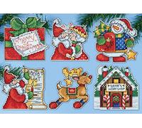 Officina di Babbo Natale Ornamenti contati Stitch Kit-3 "X 4" Serie 14 Conte di 6