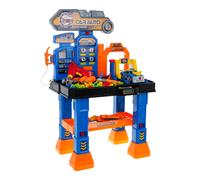 Officina interattiva 4 in 1 per bambini 3+ con banco, autolavaggio, stazione di rifornimento, automobilina e trapano
