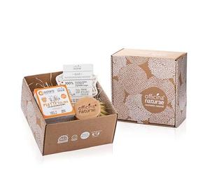 Officina Naturae Gift Box con Detersivo Piatti Solido Arancio Solara 180gr + Spazzola per Piatti in fibra vegetale e legno + Porta Sapone Solido compostabile Vegan