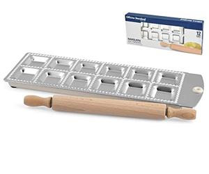 Officine Standard 8407300 Stampo, Alluminio, 12 Ravioli Quadri Mattarello