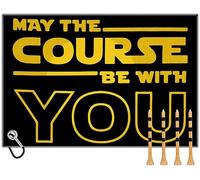 OffiEase Asciugamano da golf con clip per borse da golf per uomini e donne accessori per golfisti, divertente May The Course Be With You in microfibra grande straccio da golf con 4 tee da golf