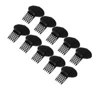 OFFIGAM 10 Pezzi Spugna per Volume Capelli Bump Invisibile Nero Clip per Base Capelli, Materiale Resistente al Calore e Plastica, Morbida e Rapida da Modellare per Donne e Ragazze