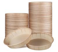 OFFIGAM 100 Pezzi Tortiere di Carta Mini da 4 Pollici, Teglie Rotonde per Crostate e Pirottini per Muffin Resistenti All’olio e Alte Temperature, Contenitori per Cottura di Dessert