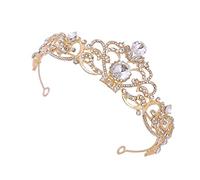 OFFIGAM 1pezzi Coroncina Sposa Elegante Strass Dorati Accessorio Per Da Matrimonio Fascia Decorativa Per Cerimonie e Occasioni Speciali