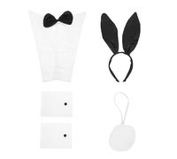 OFFIGAM 1set Costume Coniglietta Per Adulti Con Orecchie Coda e Cravatta Accessori Creativi Per Feste e Carnevali Facili Da Indossare e Riutilizzabili