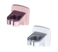 OFFIGAM 2 pezzi Porta Asciugacapelli da Parete in Abs Resistente Supporto Ganci Organizer Bagno per Phon Design Semplice e Durevole Bianco e Rosa
