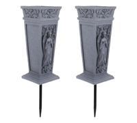 OFFIGAM 2 Pezzi Vaso con Suolo per Picchetti Resistente Intemperie in Commemorativo Plastica di Resina Design Raffinato Tombe per Cimitero
