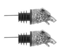 OFFIGAM 2pezzi Beccucci Versatori per Vino in Lega di Zinco con Tappo Testa di Lupo Tappo Versatore per Bottiglia con Filtro per Vino e Conservazione Design Artistico Bronzo Antico Facile