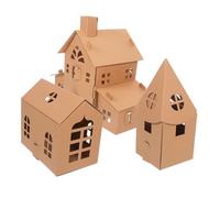 OFFIGAM 3 Pezzi Kit Miniature Model House in Cartone per Casa Mini Te da Colorare e Decorare Gioco Educativo per Creatività e Apprendimento Manuale