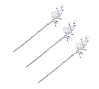 OFFIGAM 3 Pezzi Tornante clava barrette classico hair accessories moda strenna spillo bobby argento Tradizionale perni decorazioni per bacchette per imitazione perla bianca