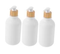 OFFIGAM 3pezzi Dispenser Per Shampoo e Balsamo Dispenser Per Flaconi Pompa Capacità Da Realizzati in Legno e Pet Per Sapone Liquido Shampoo e Altri Prodotti Da Toeletta