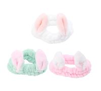 OFFIGAM 3pezzi Fascia Per Pile Con Fiocco Da Blu Bianco Rosa Cerchietti Elasticizzati Per Spa Lavaggio Viso Makeup e Sport Design Carino Per Donne e Ragazze