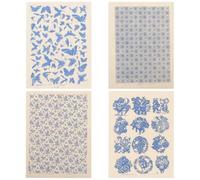 OFFIGAM 4 Fogli Decalcomanie per Ceramica in Stile Cinese Carta Trasferibile per Argilla Fai da Te Decalcomania Decorativa sotto Smalto Resistente ad Alta Temperatura Accessori