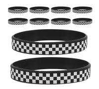 OFFIGAM 40pezzi Braccialetti Silicone Nero Bianco Quadretti Bracciali Tema Corse per Feste Compleanno e Festival Accessori Moda e Fan Motorsport