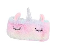 OFFIGAM Borsa Portapenne Peluche Multifunzione per Ragazze Astuccio Fluffy per Cancelleria Cosmetici e Monete Design Unicorno con Zip Scorrevole per Compleanno