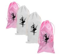 OFFIGAM Borse per Scarpette da Ballo in Satin e Tela Set 4 Pezzi Sacchetto Ballerina Facile da Pulire e Chiudere, per Conservare Scarpe da Danza Classica
