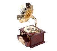 OFFIGAM Carillon a Carica Manuale in ABS Marrone, Scatola Melodica Decorativa da Tavolo Multifunzionale per Arredamento Casa e Regalo FESTIVITÀ, Carillon Vintage Meccanismo Musicale