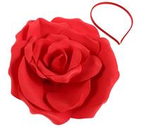 OFFIGAM Cerchietto Rosso Grande Rosa per Donna, Accessorio Sposa Versatile e Confortevole in Eva e Metallo, Design Unico Semplice per Servizio Fotografico Maternità e Ippodromo