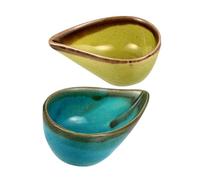 OFFIGAM Ciotole Ceramiche Aroma 2 Pezzi per Oli, Maschere e Potpourri | Bordo Versatore Facile, Superficie Liscia e Sicura, Stile Delicato Giallo e Verde, Uso Ufficio