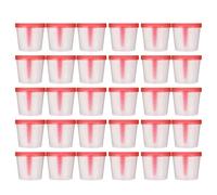 OFFIGAM Contenitori per Campioni 40 Ml con Coperchio, Tazze in Plastica Sigillate, Set 50 Pezzi per Raccolta Feci e Analisi Mediche, con Etichetta Opaca e Misurazione Colore Casuale