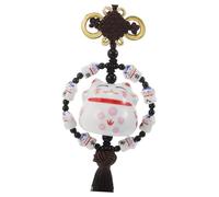 OFFIGAM Fortune Cat Car Hanging Pendant Durable Ceramic Compact Rearview Mirror Ornament For Prosperity And Protection Lucky Maneki Neko Car Decor For Women And Men