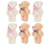 OFFIGAM Mini Orsetto di Peluche 8 CM con Catena Sospesa Set da 10 Pezzi con Fiocchi a Quadri Beige e Marrone Chiaro Decorazioni Portachiavi Morbide per Borse e Accessori Quotidiani