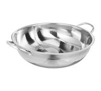 OFFIGAM Pentola Calda Doppia in Acciaio Inox 34 Cm con Divisorio per Zuppe Separate, Compatibile con Fornelli a Gas e Induzione, senza Coperchio, per Uso Domestico e Piccoli Raduni