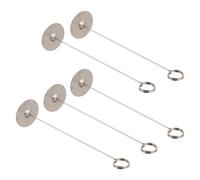 OFFIGAM Portacarte da Tavolo in Acciaio Inossidabile 5 Pezzi Base Rotonda Argento, Supporto Stabile per Carte Menù e Numeri Tavolo, per Shower e Feste di Compleanno