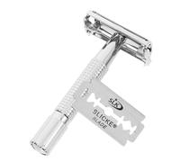 OFFIGAM Rasoio Per Barba Vecchio Stile Manuale Set Lama Sostituibile Manico in Ottone Pesante Per Rasatura Delicata e Modellatura Baffi Uomo Cura Della Pelle