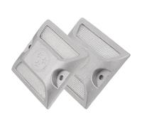 OFFIGAM Riflettore Stradale in Alluminio 2 Pezzi, Segnalatore Riflettente | Argento, Plastico e Alluminio, per Campi Sportivi e Parcheggi, Alta Visibilità in Condizioni di Luce Ridotta