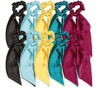 OFFIGAM Scrunchies per Chioma Fiocco Annodato, Elastici per Code di Set 10 Morbido Colore Casuale per Chioma Ricci e Chignon, Quotidiano e Viaggi