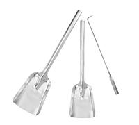 OFFIGAM Set 3 Pezzi Utensili per Caminetto Design Elegante Comfort Ergonomico in Acciaio Argento, Pala Cenere e Gancio per Fuoco per Uso Interno Tutto L'anno