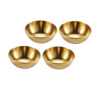 OFFIGAM Set 4 Piatti Condimento Rotondi in Inossidabile Oro Facili da Trasportare, Profondi e, per Servire Spezie e Antipasti